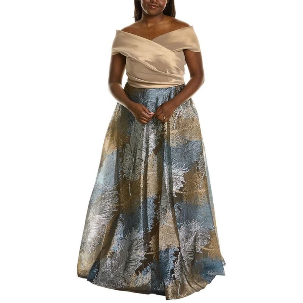Teri Jon by Rickie Freeman Off-The-Shoulder Gown